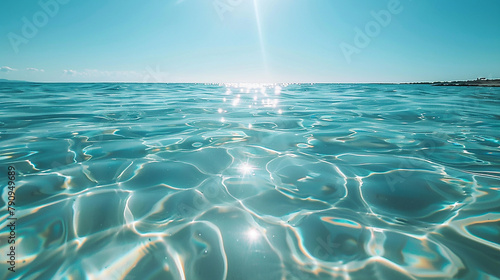 Crystal-clear water ripples under the midday sunlight photo