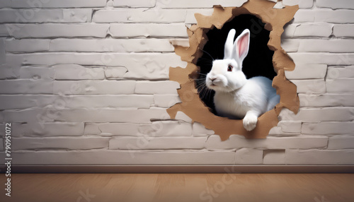 Easter bunny bursting through the background photo