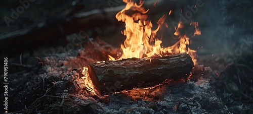 burning log and fire. generative ai