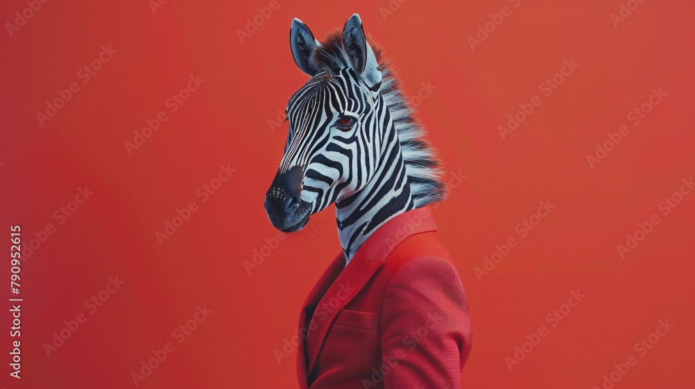Elegant zebra in a sharp blazer capturing the blend of wildlife chic and modern fashion in a studio setting Elegant zebra in a sharp blazer capturing the blend of wildlife chic and modern fashion in a studio setting