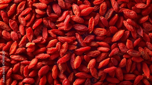 AI generated illustration of a heap of vibrant red goji berries showcased photo