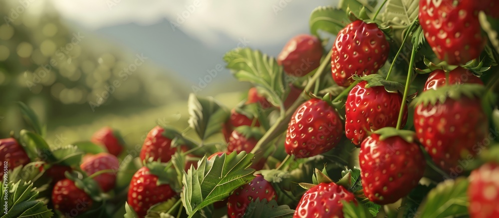 Strawberries against a natural backdrop Strawberries against a natural backdrop