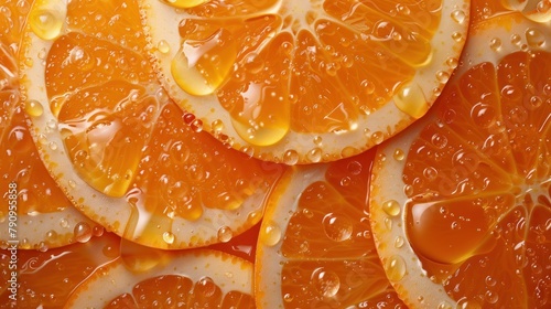 Fresh oranges slice with water drops close up wallpaper © Super Shanoom