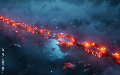 Glowing Lava Chain on Blue Surface