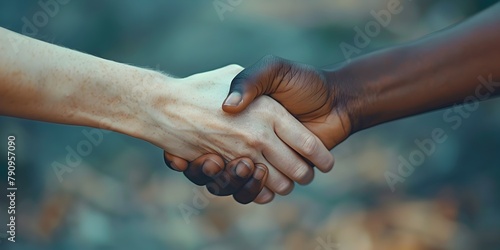 Symbolic Handshake Representing Reconciliation Justice and Between Diverse Individuals photo
