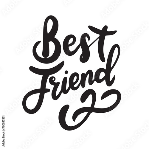 Best friend text banner. Hand drawn vector art.