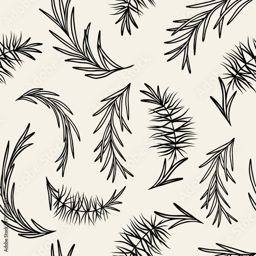 Line art tea tree branches background