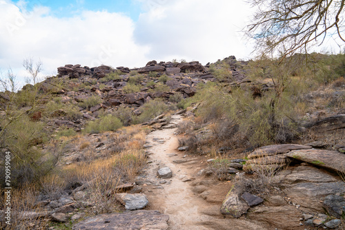 Rocky trail at South Mountain Reserve in Phoenix Arizona - Mormom Trail