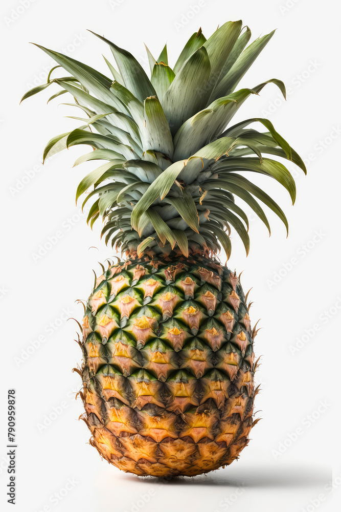 Pineapple isolate on white background. Generative AI, Pineapple isolate on white background. Generative AI,