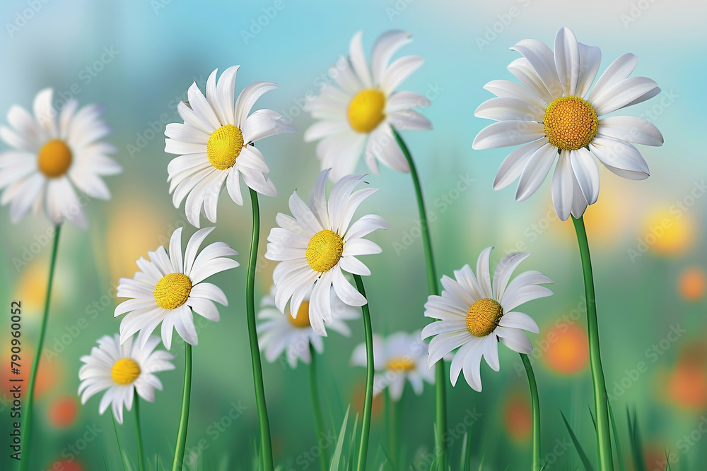 Collection of set White daisy flower 
