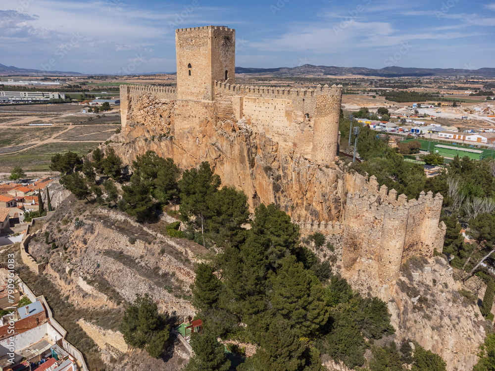 Almansa Castle, National Historical-Artistic Monument, 14th century on Almohad remains, Almansa, Albacete province, Castilla-La Mancha, Spain