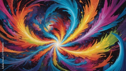Psychedelic Abstract Art, Vibrant Colors Exploding in a Whirlwind of Energy.