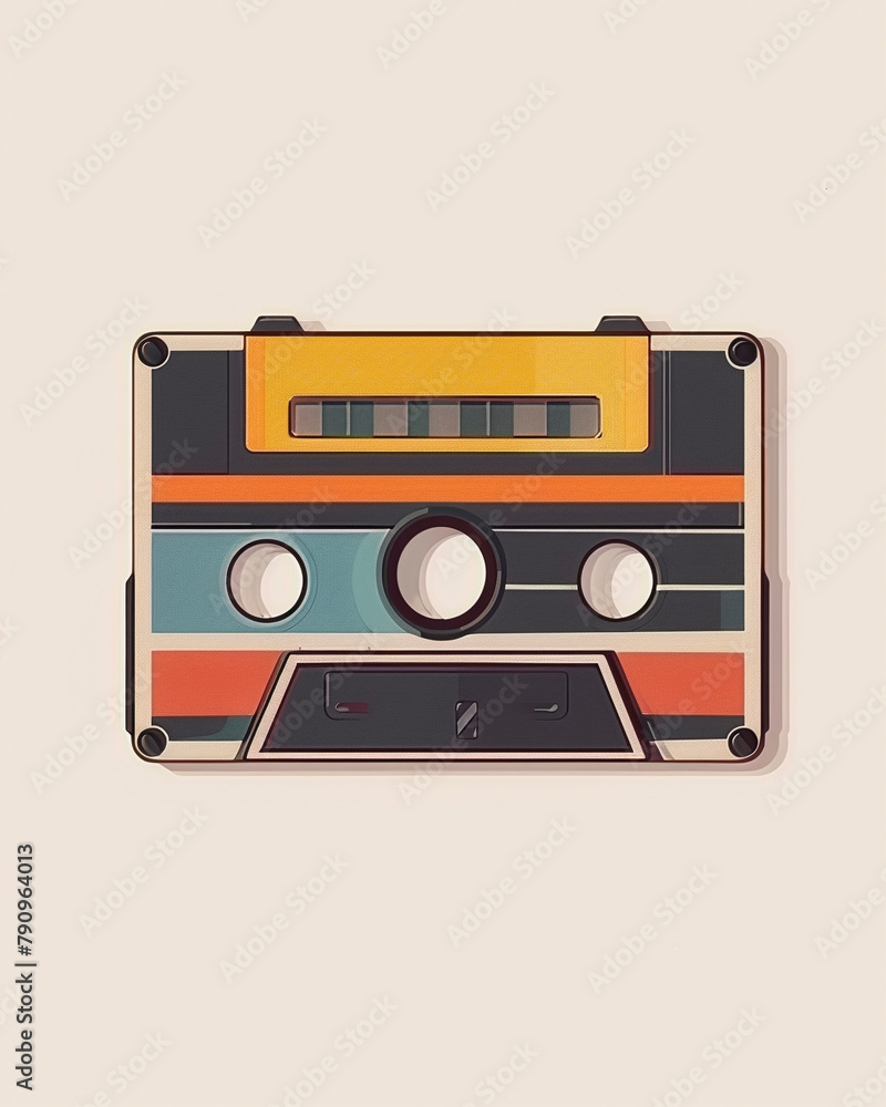 Vintage Retro Audio Cassette Tape on Monochrome Pastel Background