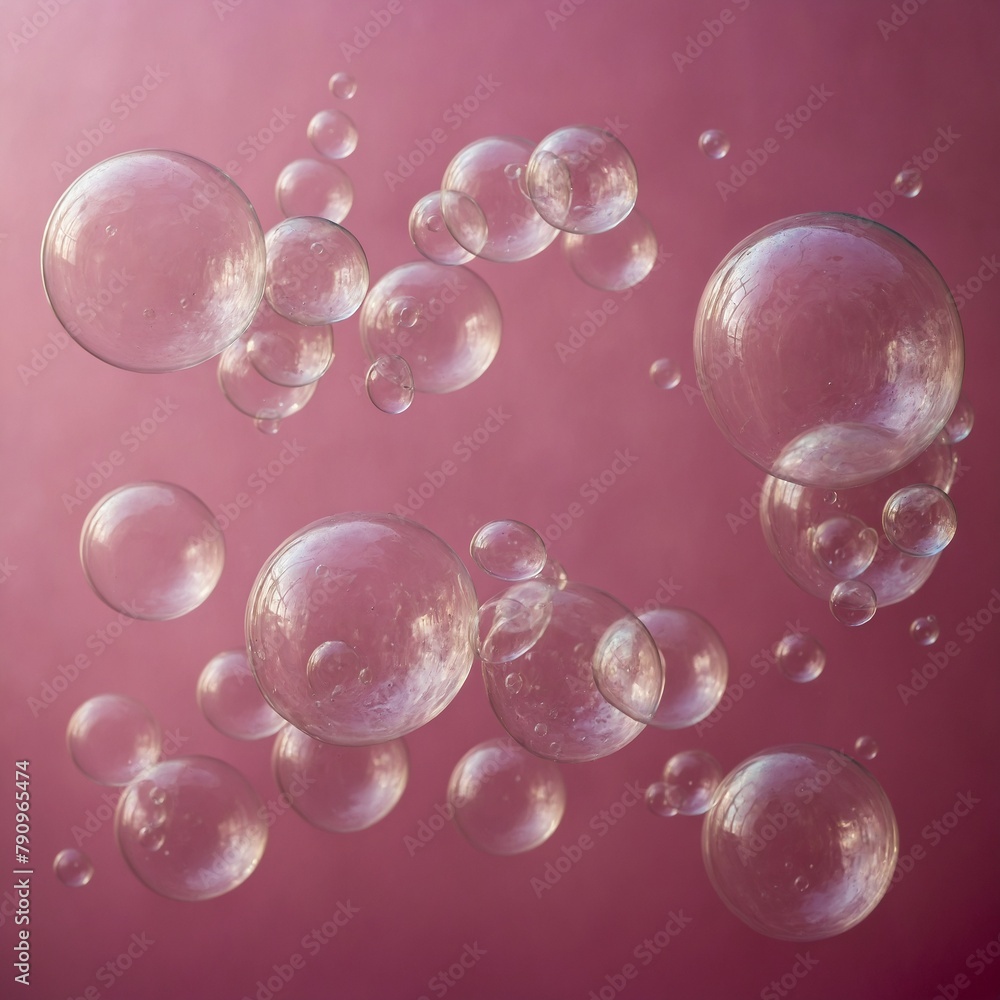 soap bubbles on a pink background