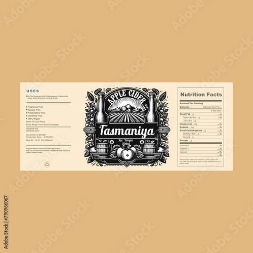apple cider label design, vintage label design, aged apple cider vinegar	
