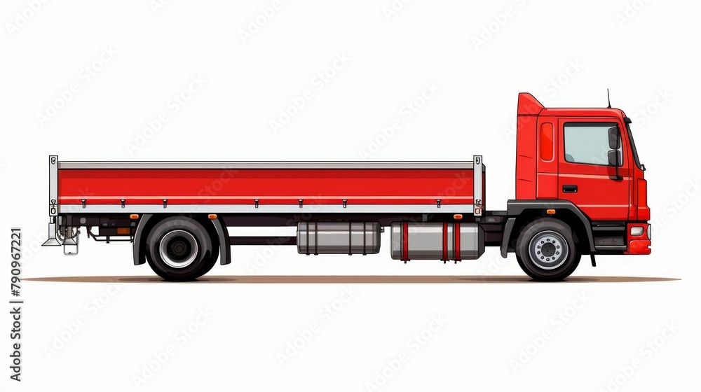 Colorful Illustration of a Flatbed Truck on a White Background. Generative ai Colorful Illustration of a Flatbed Truck on a White Background. Generative ai