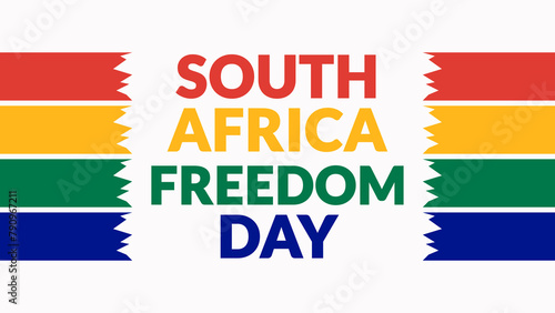 South Africa Freedom Day text on White background with side lines, South Africa Freedom Day banner, card, poster, illustration for enjoying and celebrating South Africa Freedom Day.