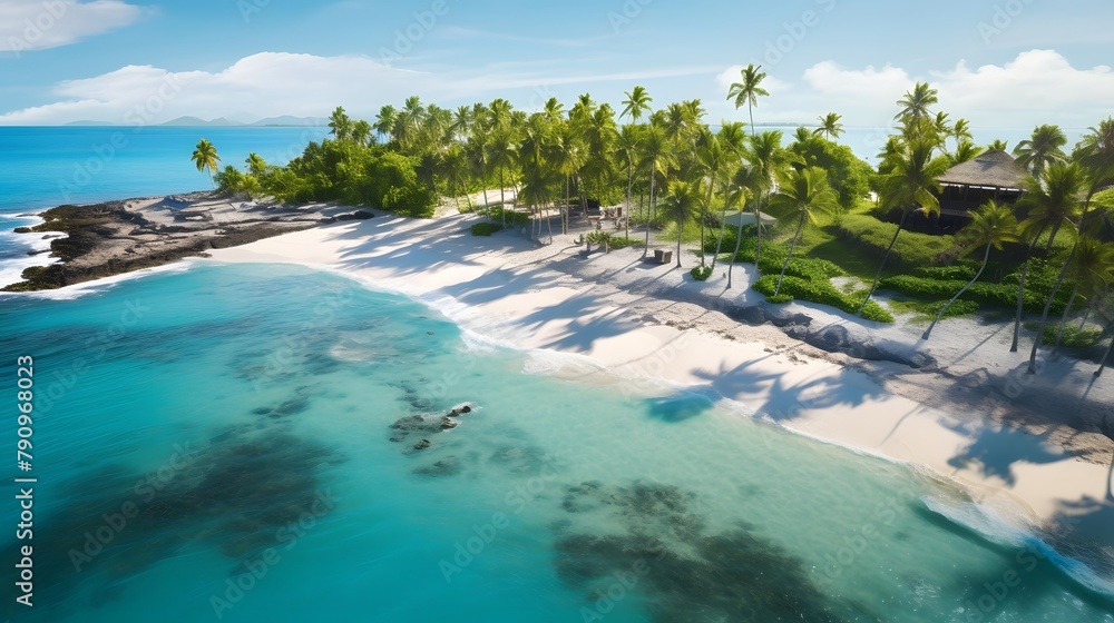 Panoramic aerial view of Seychelles, La Digue island