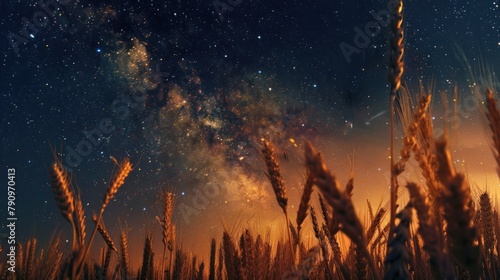 A Glimpse of the Starlit Sky Above a Wheat Field