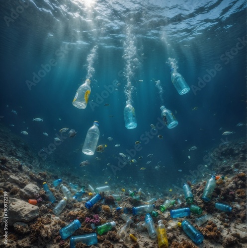 Ocean floor polluted with plastic and trash © Olena Kuzina