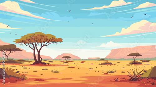 Africa landscape copy space empty background vector cartoon illustration