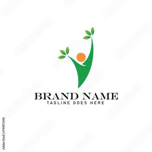 organic farming with green leaf logo design for business product nature reserves environment