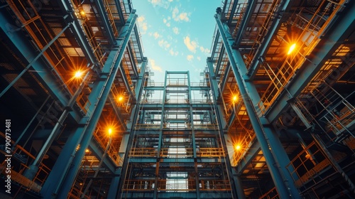 Wallpaper Mural Resilience of the steel structure against the expansive blue sky Torontodigital.ca