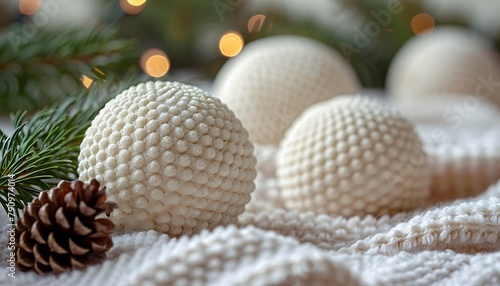 White background with Christmas decoration with balls.