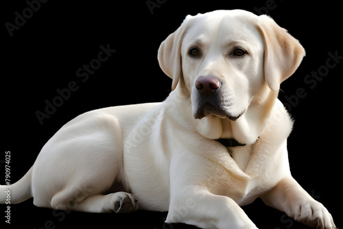 White labrador retriever on black background