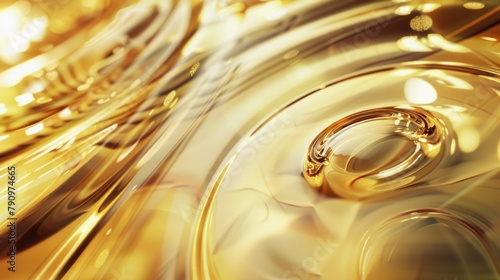 Golden Liquid Surface with Ripple and Droplet - Abstract Background