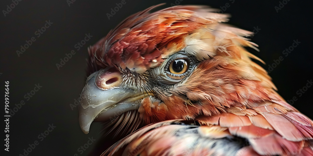 Fototapeta premium Avian Preen Gland Infection: The Feather Plucking and Skin Irritation - Picture a bird with highlighted preen gland showing infection, experiencing feather plucking and skin irritation