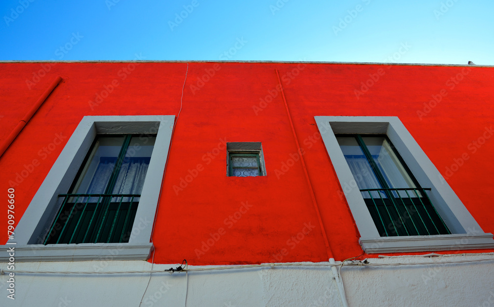 Windows in the historic center of Castro Puglia Italy