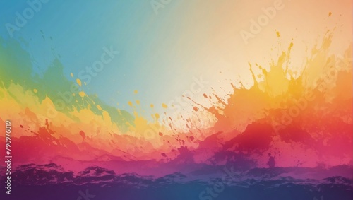 Rough Gradient Splash, Reflecting Sunrise Colors in Textured Background. #790976819