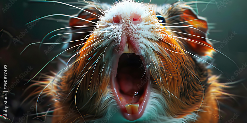 Guinea Pig Dental Overgrowth: The Drooling and Weight Loss - Picture a guinea pig with highlighted teeth showing overgrowth, experiencing drooling and weight loss