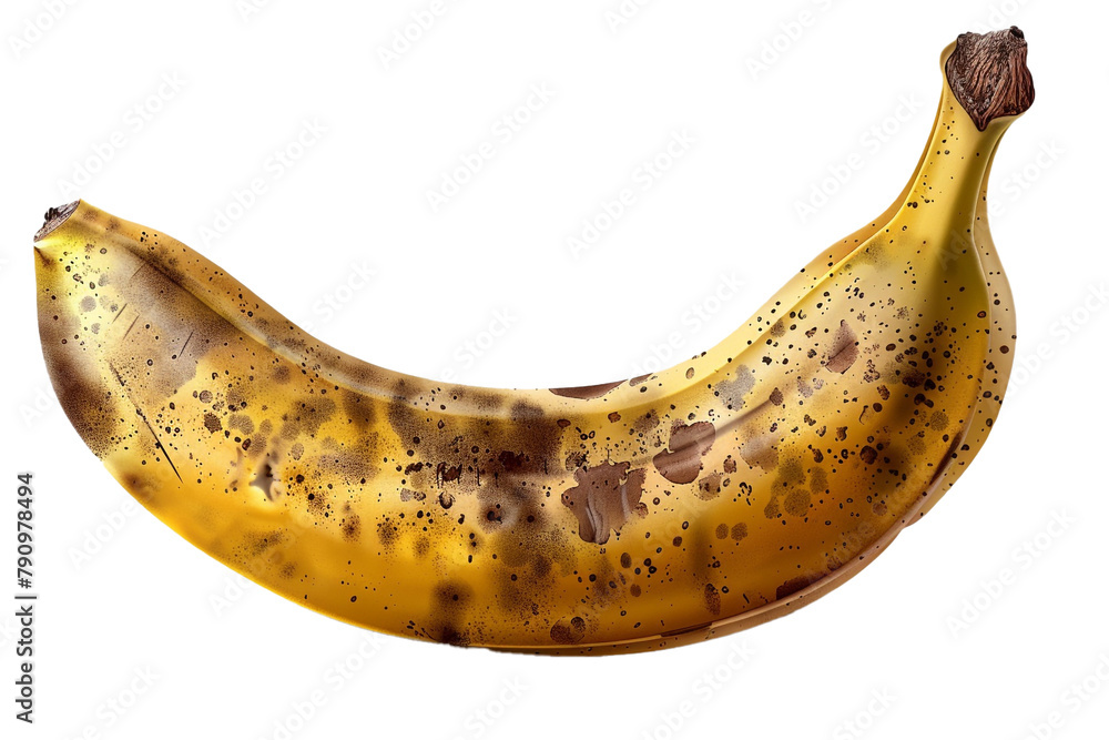 A single, golden banana with a single black spot and a crown on its ...