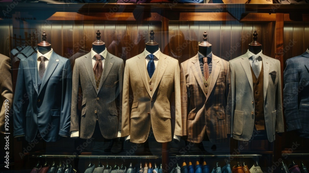 A display of suits in a store window