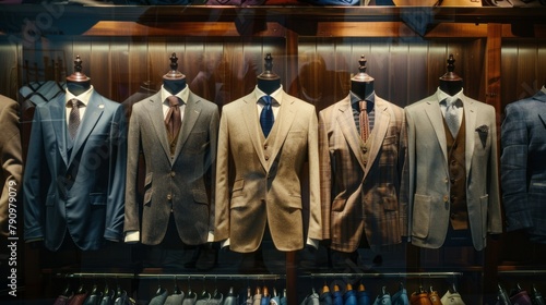 A display of suits in a store window