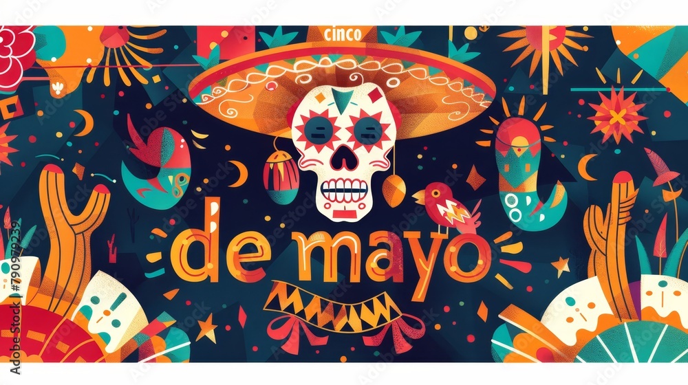 illustration with text to commemorate a mexican cinco de mayo