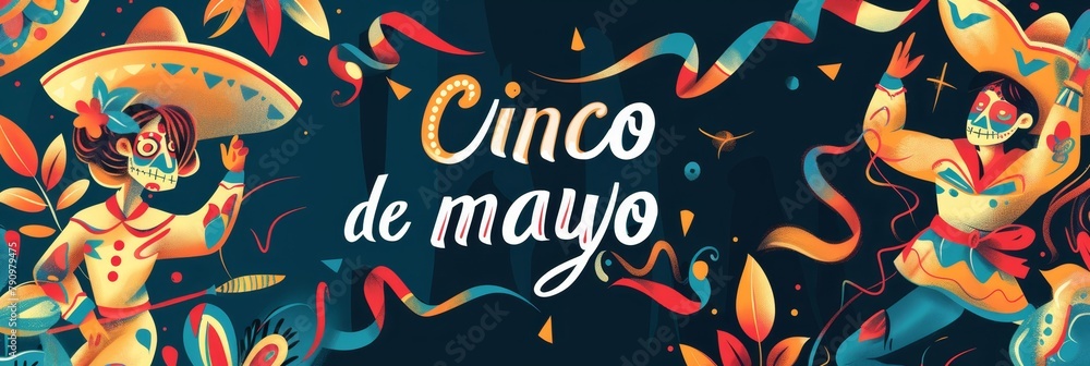 illustration with text to commemorate a mexican cinco de mayo