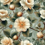 Detailed Botanical Illustration: Graceful Floral Pattern