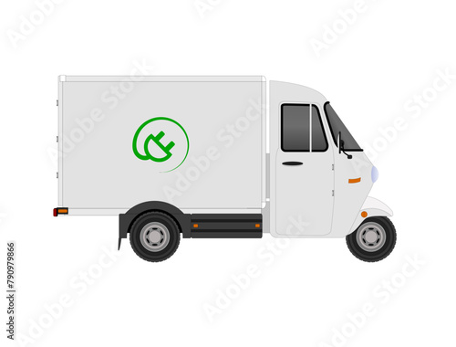 Vector Illustration of Electric Three-Wheeler Goods Carrier