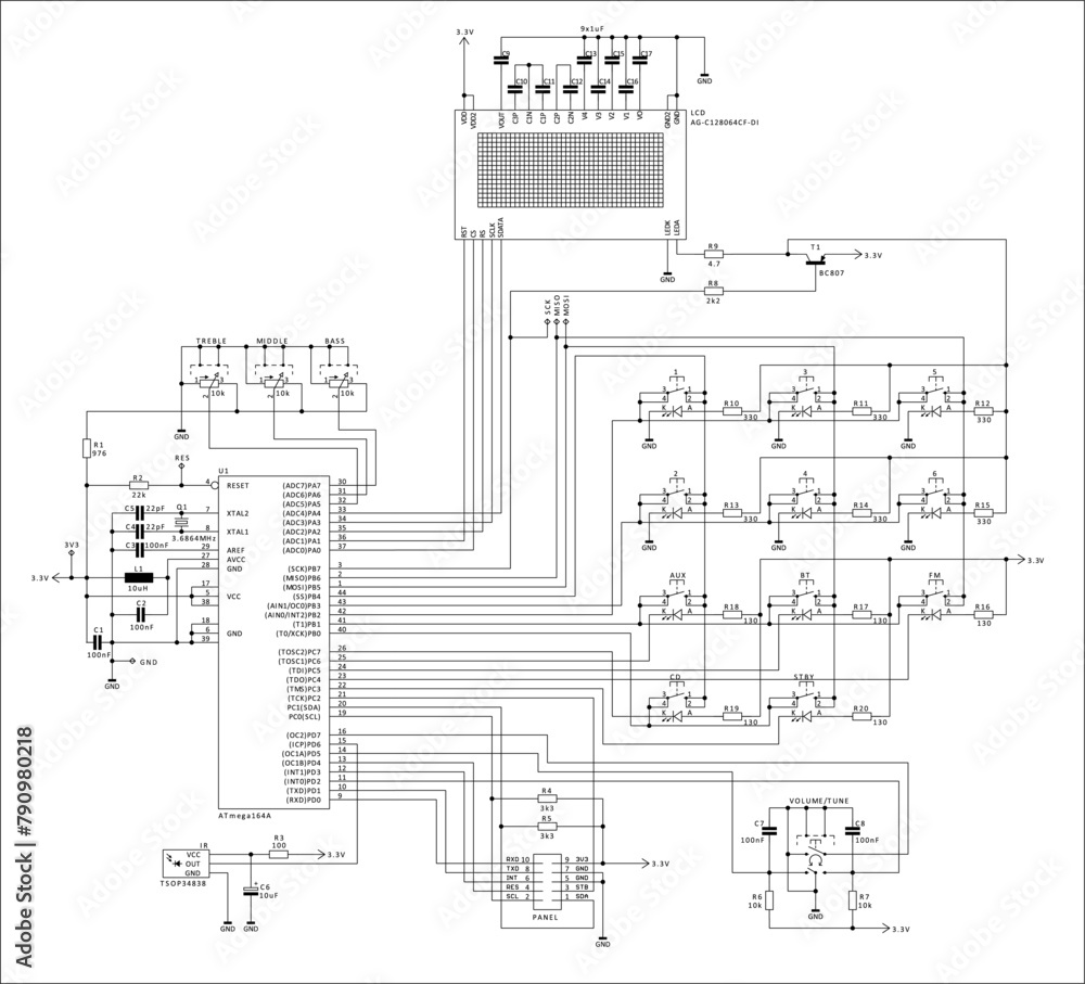 Schematic diagram of electronic device. Vector drawing electrical ...