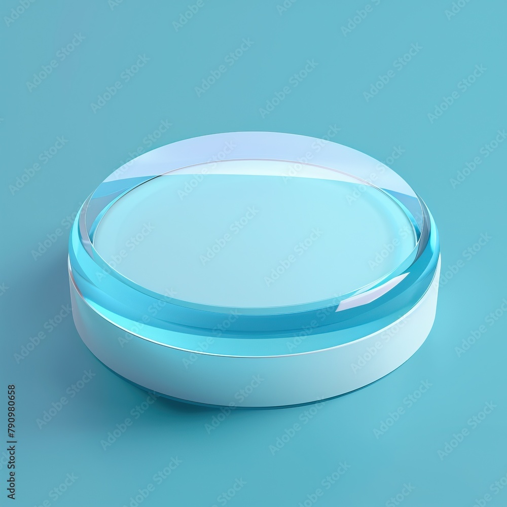 A blue and white 3D rendering of a podium or stage on a blue background. A blue and white 3D rendering of a podium or stage on a blue background.
