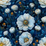 Mesmerizing Watercolor Flowers in Navy Blue