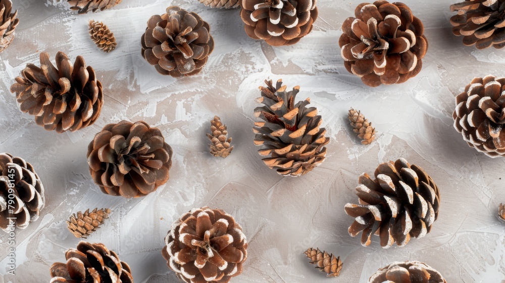 Natural floral lifestyle pattern with brown spruce and pine cones on light beige, taupe background with soft sunlight shadows. Aesthetic sustainable business branding template, backdrop. Natural floral lifestyle pattern with brown spruce and pine cones on light beige, taupe background with soft sunlight shadows. Aesthetic sustainable business branding template, backdrop.