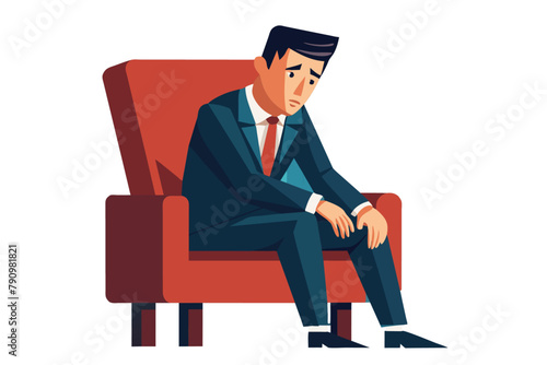 businessman sitting on chair. Worried business man sitting on chair.