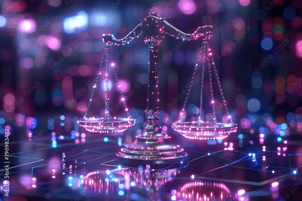 Abstract Futuristic balance scale. lawyer concept Abstract Futuristic balance scale. lawyer concept