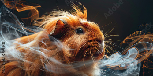 Guinea Pig Respiratory Infection: The Sneezing and Nasal Discharge - Picture a guinea pig with highlighted respiratory system showing infection, experiencing sneezing and nasal discharge