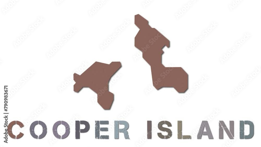 Cooper Island map with paper regions. Animated island map growing from ...