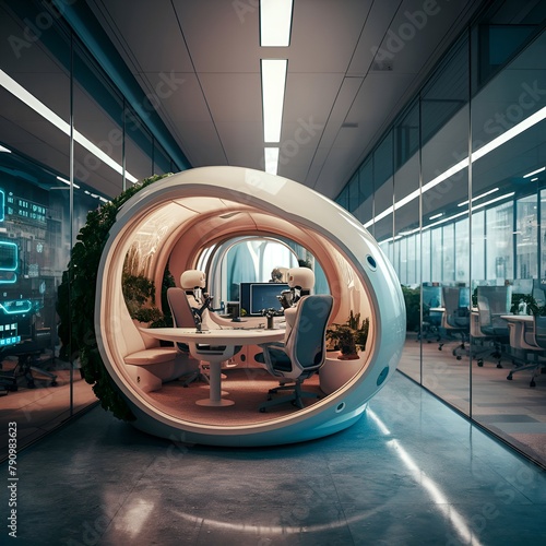 Futuristic eco-friendly office workstation.